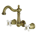 Heritage Double-Handle 3-Hole Wall Mount Bathroom Faucet