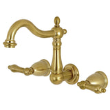 Heritage Double-Handle 3-Hole Wall Mount Bathroom Faucet