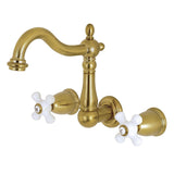 Heritage Double-Handle 3-Hole Wall Mount Bathroom Faucet