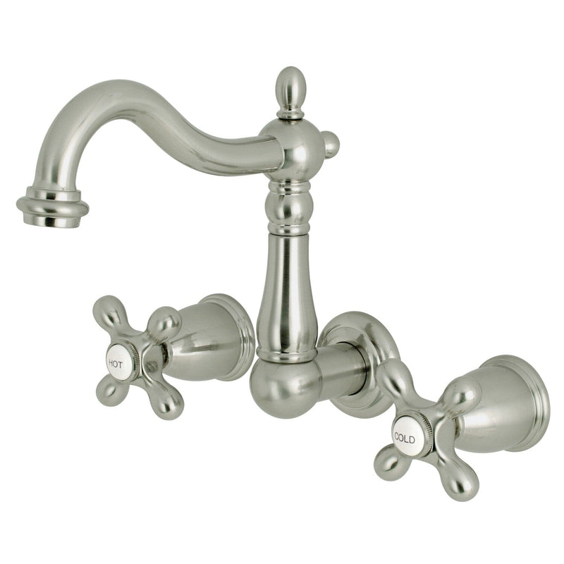 Heritage Double-Handle 3-Hole Wall Mount Bathroom Faucet