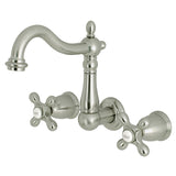 Heritage Double-Handle 3-Hole Wall Mount Bathroom Faucet