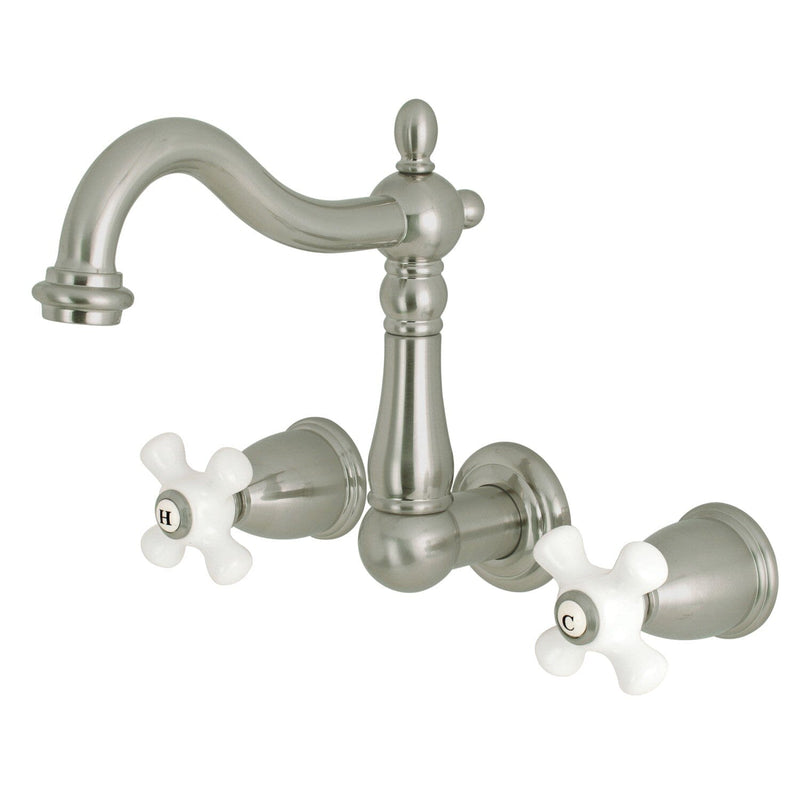 Heritage Double-Handle 3-Hole Wall Mount Bathroom Faucet