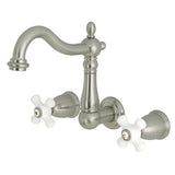 Heritage Double-Handle 3-Hole Wall Mount Bathroom Faucet