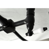 Heritage Double-Handle 3-Hole Wall-Mount Bridge Kitchen Faucet with Brass Sprayer