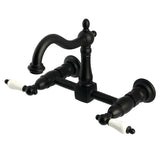 Heritage Double-Handle 2-Hole Wall-Mount Bridge Kitchen Faucet