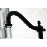 Heritage Double-Handle 3-Hole Wall-Mount Bridge Kitchen Faucet with Brass Sprayer