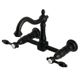 Tudor Double-Handle 2-Hole Wall-Mount Bridge Kitchen Faucet