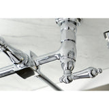 Heritage Double-Handle 3-Hole Wall-Mount Bridge Kitchen Faucet with Brass Sprayer