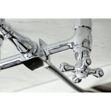 Heritage Double-Handle 3-Hole Wall-Mount Bridge Kitchen Faucet with Brass Sprayer