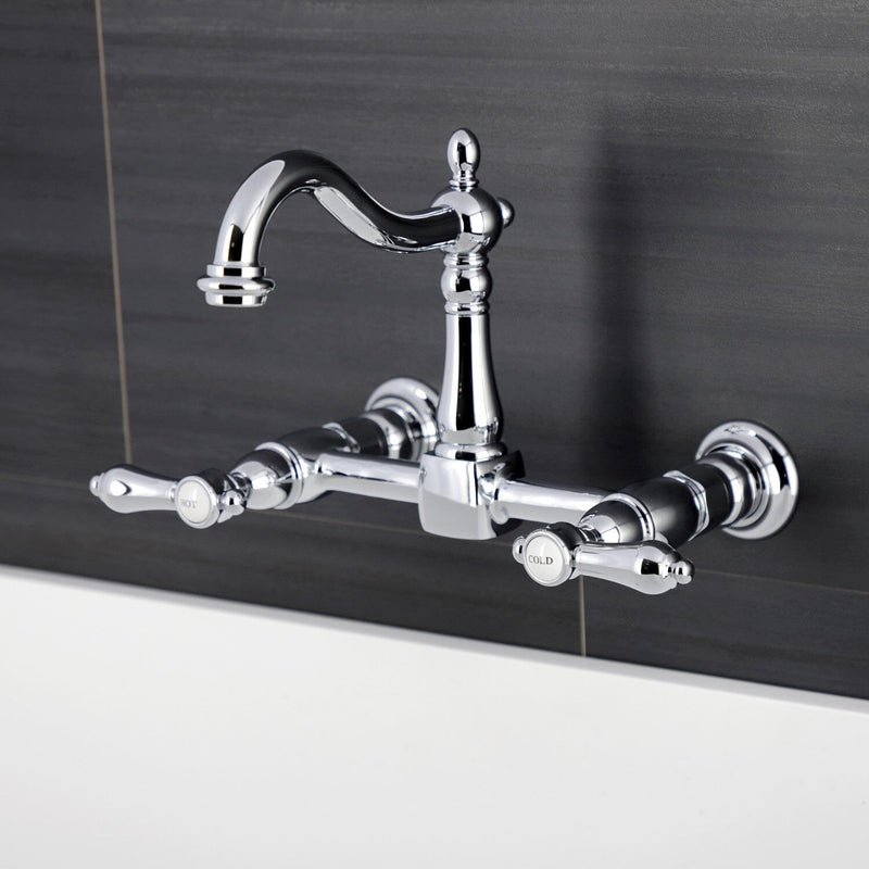 Heirloom Double-Handle 2-Hole Wall-Mount Bridge Kitchen Faucet