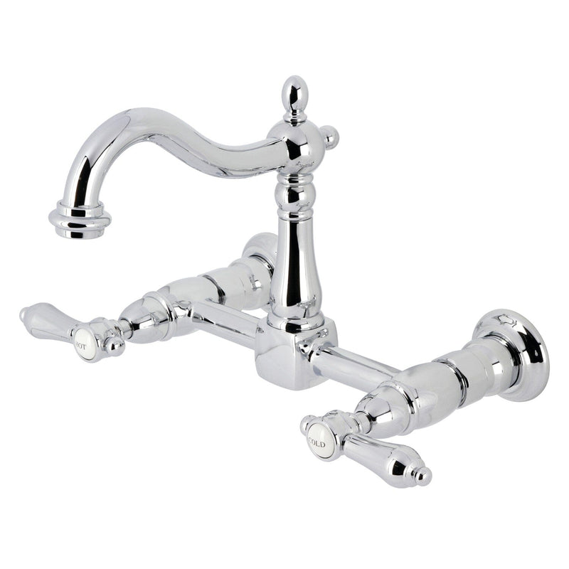 Heirloom Double-Handle 2-Hole Wall-Mount Bridge Kitchen Faucet