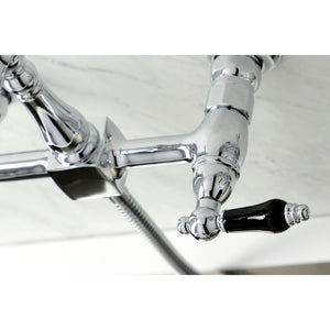 Duchess Double-Handle 3-Hole Wall-Mount Bridge Kitchen Faucet with Brass Sprayer