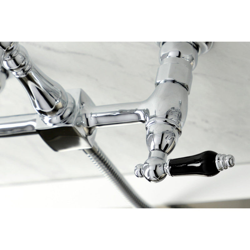 Duchess Double-Handle 3-Hole Wall-Mount Bridge Kitchen Faucet with Brass Sprayer