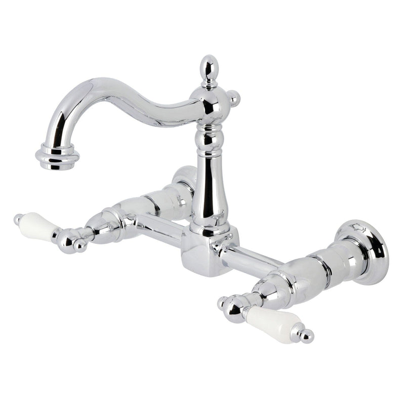 Heritage Double-Handle 2-Hole Wall-Mount Bridge Kitchen Faucet