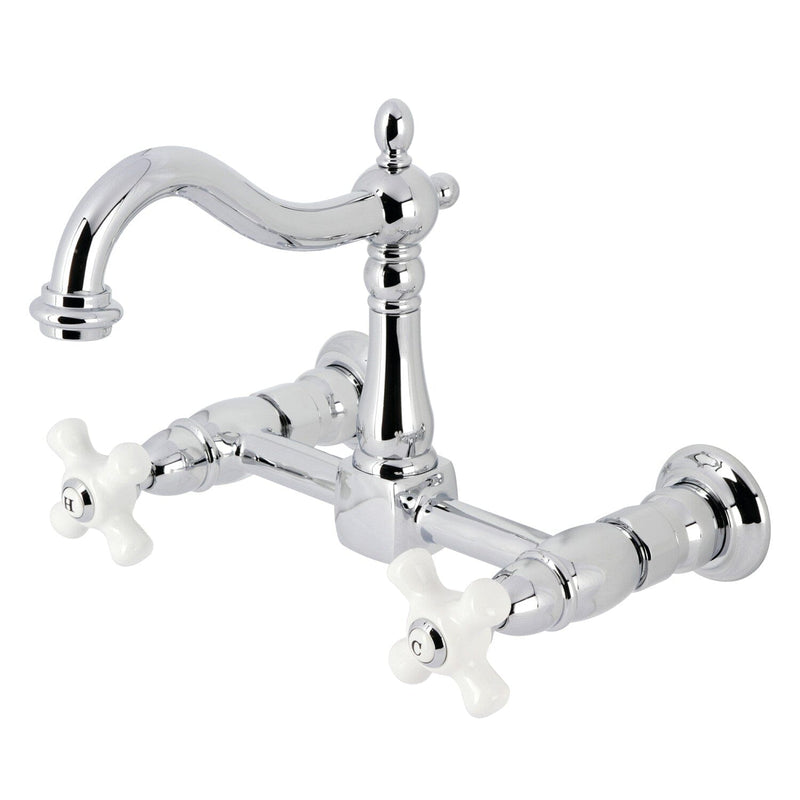 Heritage Double-Handle 2-Hole Wall-Mount Bridge Kitchen Faucet