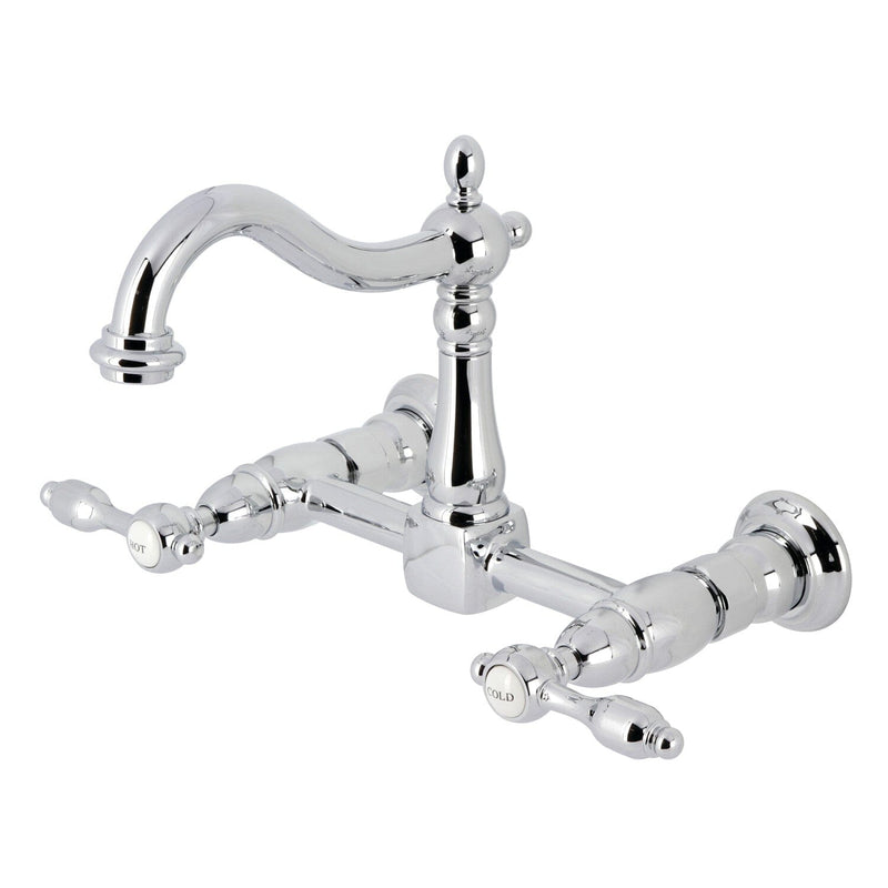 Tudor Double-Handle 2-Hole Wall-Mount Bridge Kitchen Faucet