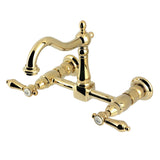 Heirloom Double-Handle 2-Hole Wall-Mount Bridge Kitchen Faucet