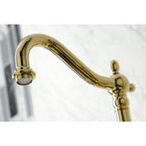 Heritage Double-Handle 3-Hole Wall-Mount Bridge Kitchen Faucet with Brass Sprayer