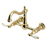 Heritage Double-Handle 2-Hole Wall-Mount Bridge Kitchen Faucet