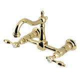 Tudor Double-Handle 2-Hole Wall-Mount Bridge Kitchen Faucet
