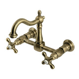 Heritage Double-Handle 2-Hole Wall-Mount Bridge Kitchen Faucet