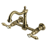 Heirloom Double-Handle 2-Hole Wall-Mount Bridge Kitchen Faucet