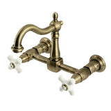 Heritage Double-Handle 2-Hole Wall-Mount Bridge Kitchen Faucet