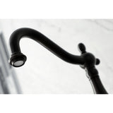 Heritage Double-Handle 3-Hole Wall-Mount Bridge Kitchen Faucet with Brass Sprayer