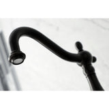 Heritage Double-Handle 3-Hole Wall-Mount Bridge Kitchen Faucet with Brass Sprayer