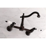 Heritage Double-Handle 2-Hole Wall-Mount Bridge Kitchen Faucet