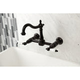 Heritage Double-Handle 2-Hole Wall-Mount Bridge Kitchen Faucet