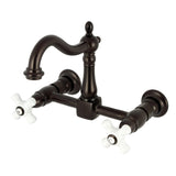 Heritage Double-Handle 2-Hole Wall-Mount Bridge Kitchen Faucet