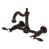Tudor Double-Handle 2-Hole Wall-Mount Bridge Kitchen Faucet