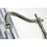 Heritage Double-Handle 3-Hole Wall-Mount Bridge Kitchen Faucet with Brass Sprayer