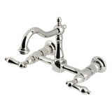 Heritage Double-Handle 2-Hole Wall-Mount Bridge Kitchen Faucet