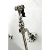 Heritage Double-Handle 3-Hole Wall-Mount Bridge Kitchen Faucet with Brass Sprayer