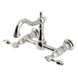 Tudor Double-Handle 2-Hole Wall-Mount Bridge Kitchen Faucet