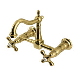 Heritage Double-Handle 2-Hole Wall-Mount Bridge Kitchen Faucet