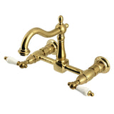 Heritage Double-Handle 2-Hole Wall-Mount Bridge Kitchen Faucet