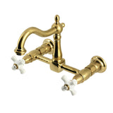 Heritage Double-Handle 2-Hole Wall-Mount Bridge Kitchen Faucet