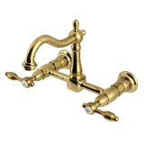 Tudor Double-Handle 2-Hole Wall-Mount Bridge Kitchen Faucet