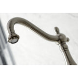 Heritage Double-Handle 3-Hole Wall-Mount Bridge Kitchen Faucet with Brass Sprayer