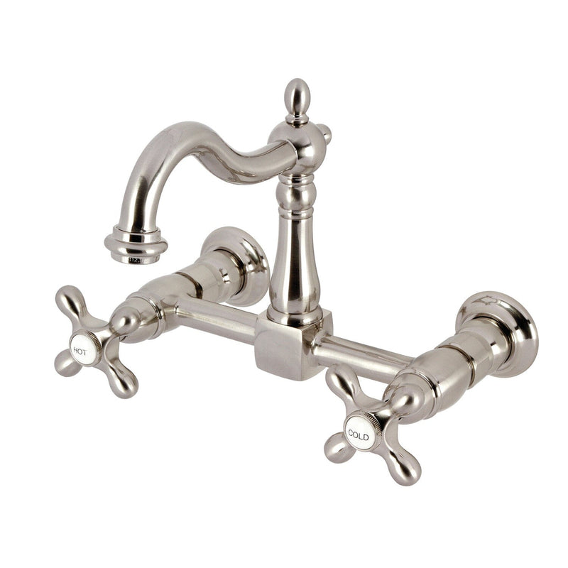 Heritage Double-Handle 2-Hole Wall-Mount Bridge Kitchen Faucet