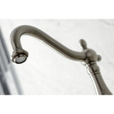 Heritage Double-Handle 3-Hole Wall-Mount Bridge Kitchen Faucet with Brass Sprayer