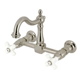 Heritage Double-Handle 2-Hole Wall-Mount Bridge Kitchen Faucet