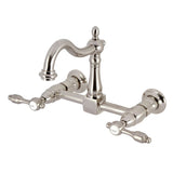 Tudor Double-Handle 2-Hole Wall-Mount Bridge Kitchen Faucet