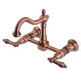 Heritage Double-Handle 2-Hole Wall-Mount Bridge Kitchen Faucet
