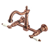 Heritage Double-Handle 2-Hole Wall-Mount Bridge Kitchen Faucet