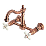 Heritage Double-Handle 2-Hole Wall-Mount Bridge Kitchen Faucet