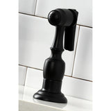 Heritage Two-Handle 4-Hole Deck Mount Bridge Kitchen Faucet with Brass Side Sprayer